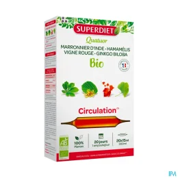 Super Diet Quatuor Circulation Bio — Boite de 20 Ampoules