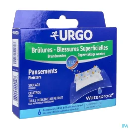 Urgo Pansements Waterproof Brûlures & Blessures Superficielles — 6 Pansements 5 x 7 cm