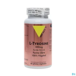 VITALL+ L-TYROSINE 500MG - 60 Gelules Vegetales