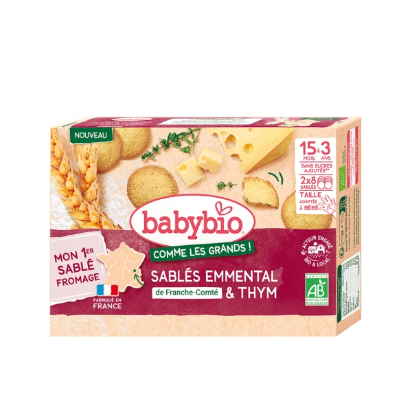 BABYBIO COMME LES GRANDS Sables Emmental et Thym 15 Mois a 3 Ans - 2x8 Sables