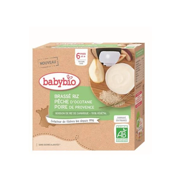 BABYBIO GOURDES BRASSE Riz Peche Poire - 4x85g