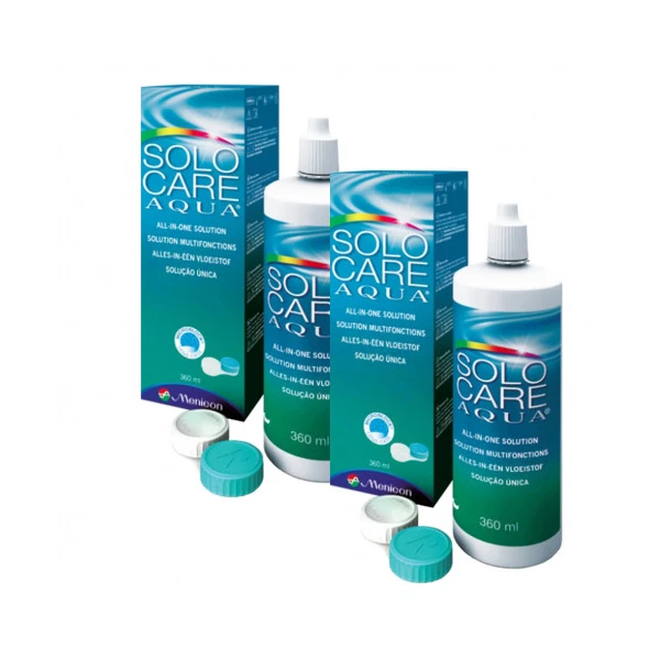 SOLO-CARE AQUA Solution pour lentilles souples multifonction 360ml - lot de 2