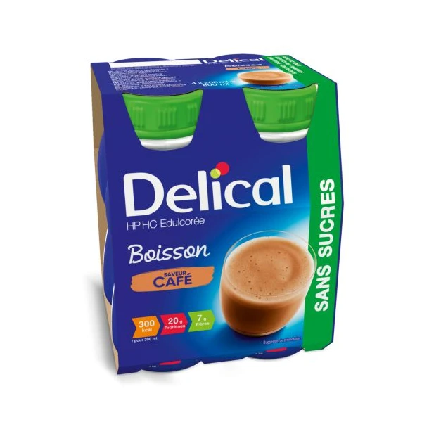 DELICAL HP HC BOISSON LACTEE SANS SUCRES Cafe - 4x200ml