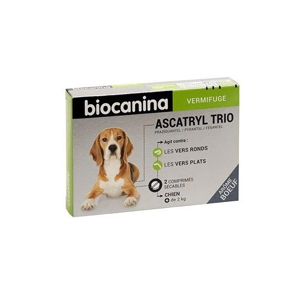 BIOCANINA ASCATRYL TRIO Vermifuge Chien - 2 Comprimes