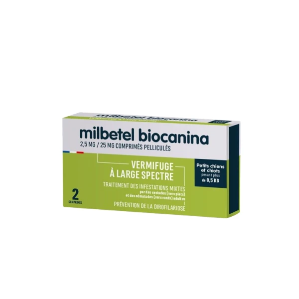 BIOCANINA MILBETEL Petits Chiens et Chiot +0.5kg Vermifuge - 2 Comprimes