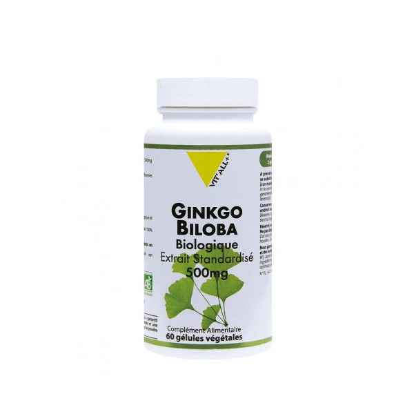 Vit'All+ Ginkgo Biloba Bio Extrait Standardise 500mg 60 Gélules