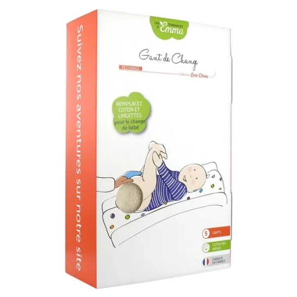 Collection Eco Chou Gant de Change Recharge 5 Gants Coton Bio Biface