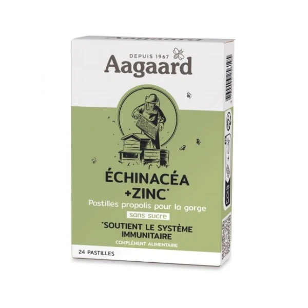 Aagaard Propolis Pastille Au Propolis Sans Sucre Echinacéa + Zinc 24 Pastilles