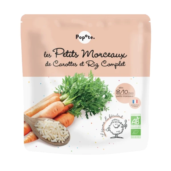 POPOTE LES PETITS MORCEAUX Petits Morceaux Carottes - Riz Complet Des +8 Mois - 190g