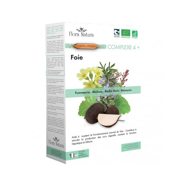 Flora Natura Foie Complexe 4+ fumeterre 20 ampoules