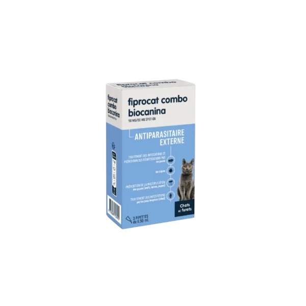 BIOCANINA ANTIPARASITAIRE FIPROCAT COMBO Chats / Furets - 3 Pipettes Spot-On