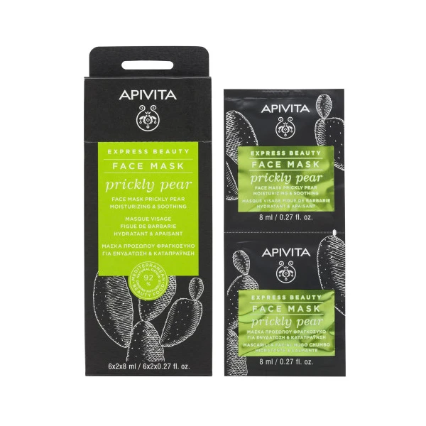 Apivita Express Beauty Masque Visage Hydratant & Apaisant à la Figue de Barbarie 2x8ml