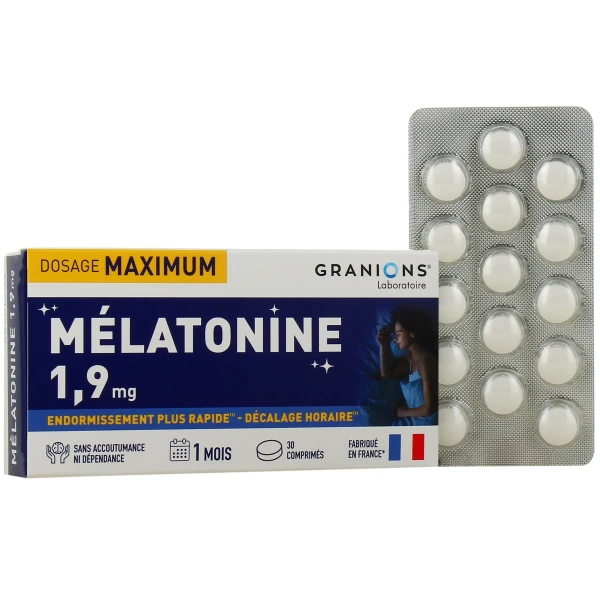 Granions Mélatonine 1,9mg Endormissement rapide