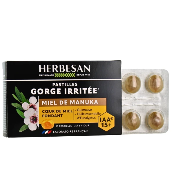 Herbesan Pastilles Gorge Miel de Manuka IAA 15+