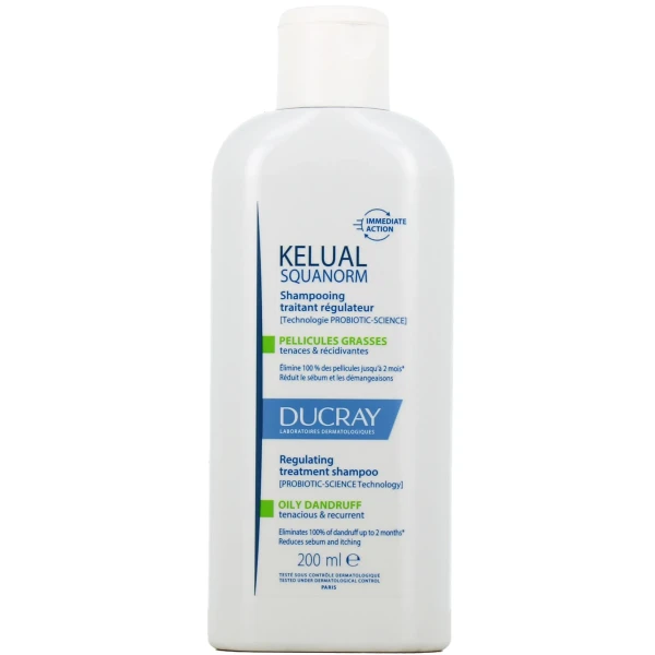 Ducray Kelual Squanorm Shampooing Traitant Régulateur Pellicules Grasses