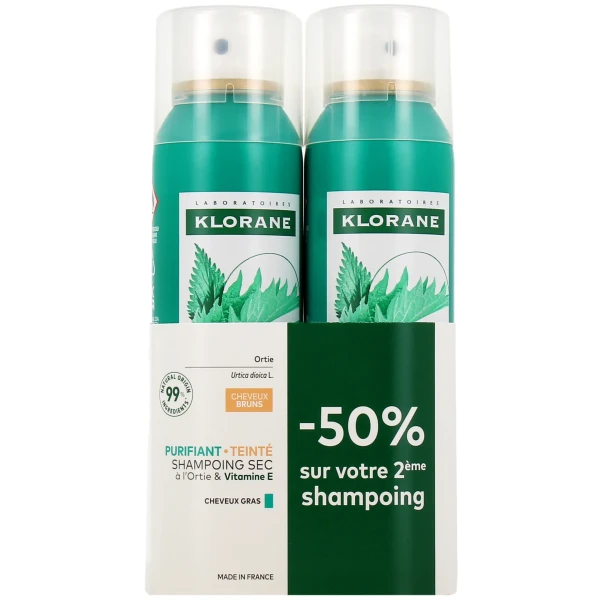 Klorane Shampoing Sec à l'Ortie Cheveux Châtains à Bruns