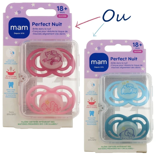MAM Perfect Nuit Sucettes Silicone 18 mois et +