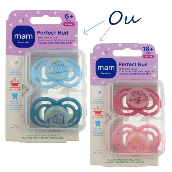 MAM Perfect Nuit Sucettes Silicone 6 mois et +