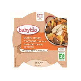 BABYBIO ASSIETTE MENU DU JOUR + 12 Mois Patate Douce Chataigne Pintade - 230g