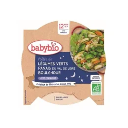 BABYBIO ASSIETTE BONNE NUIT + 12 Mois Legumes Verts Panais Boulghour- 230g