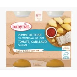 BABYBIO PETITS POTS +6 Mois Pomme de terre Tomate Cabillaud - 2x200g