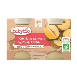 BABYBIO PETITS POTS FRUITS +4 Mois Pomme Coing - 2x130g