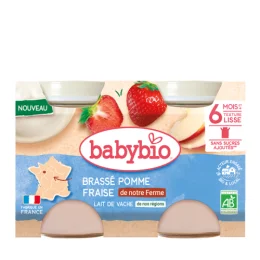 BABYBIO PETITS POTS BRASSE +6 Mois Pomme Fraise - 2x130g