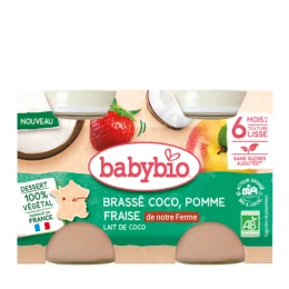BABYBIO PETITS POTS BRASSE +6 Mois Coco Pomme Fraise - 2x130g