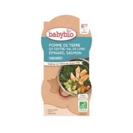 BABYBIO BOLS MENU DU JOUR + 8 Mois Pomme de Terre Epinard Saumon - 2x200g