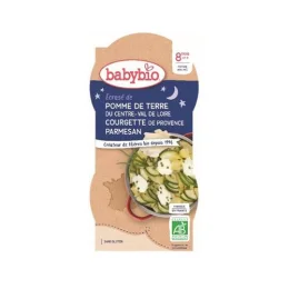 BABYBIO BOLS BONNE NUIT + 8 Mois Pomme de Terre Courgette Parmesan - 2x200g