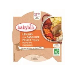 BABYBIO ASSIETTE MENU DU JOUR + 15 Mois Legumes Basquaise Poulet - 260g