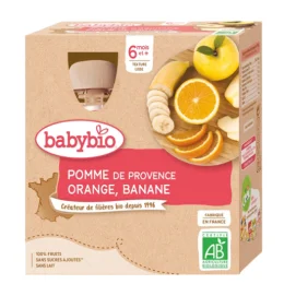 BABYBIO GOURDES FRUITS + 6 Mois Pomme Orange Banane - 4x90g