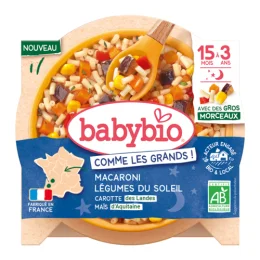 BABYBIO ASSIETTE MACARONI+ 15 MOIS a 13 ANS Legumes Du Soleil - 200g