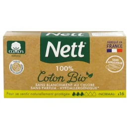 Tampons ® Coton Bio Tampon Sans Applicateur Normal Boite de 16
