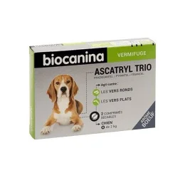 BIOCANINA ASCATRYL TRIO Vermifuge Chien - 2 Comprimes