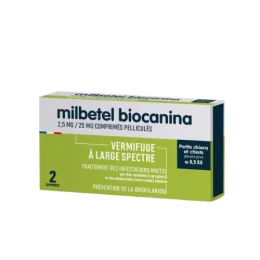 BIOCANINA MILBETEL Petits Chiens et Chiot +0.5kg Vermifuge - 2 Comprimes