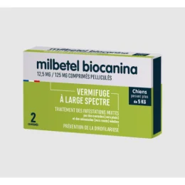 BIOCANINA MILBETEL Chien +5kg Vermifuge - 2 Comprimes