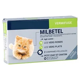 BIOCANINA MILBETEL Vermifuge Petit Chat et Chaton de 0.5kg a 2kg - 2 Comprimes