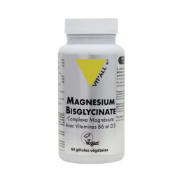 VITALL+ MAGNESIUM BISGLYCINATE Vitamine B6 et D3 - 60 Gelules
