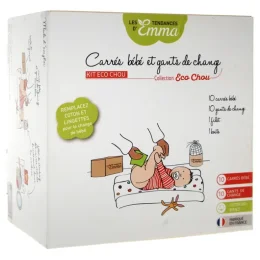 Collection Kit Eco Chou Carrés Bébé et Gants de Change Lavables Coton Bio Biface