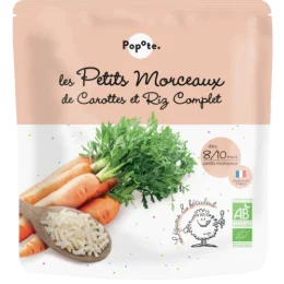 POPOTE LES PETITS MORCEAUX Petits Morceaux Carottes - Riz Complet Des +8 Mois - 190g