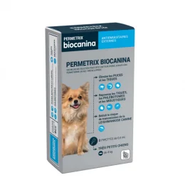 Biocanina Antiparasitaire externe Solution pour spot-on pour tres petits chiens jusque 4 kg Permetrix 3 pipettes