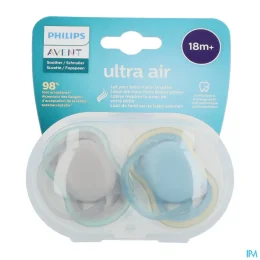 AVENT SUCETTE ULTRA AIR 18 Mois et + SCF349/01 Gris/Bleu - 2 Sucettes Orthodontique