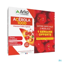 Azinc Acerola 1000 — 2 x 30 Comprimés à Croquer