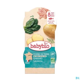 BABYBIO BOLS MENU DU JOUR + 8 Mois Pomme de Terre Epinard Saumon - 2x200g