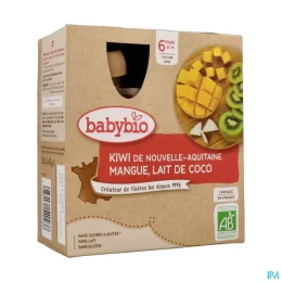 Babybio Compote Kiwi Mangue Lait De Coco Bio Des 6 Mois 4x90g