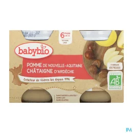 Babybio Fruits Petits Pots Pomme Chataigne Bio Des 6 Mois 2x130g