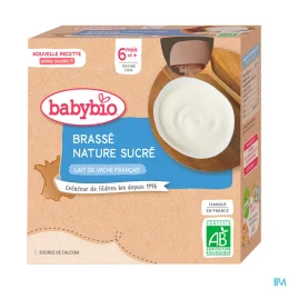 BABYBIO GOURDES BRASSE + 6 Mois Nature Sucre - 4x85g