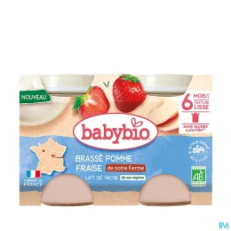 BABYBIO PETITS POTS BRASSE +6 Mois Pomme Fraise - 2x130g