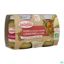 Babybio Pots de fruits Pomme et Clementines Dès 6 mois 2x130g